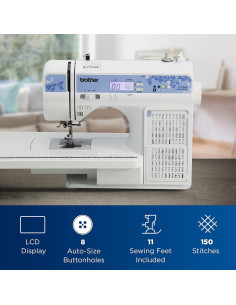 Máquina de Coser Computarizada Brother CS7205 con Mesa Ancha y 150 Puntadas 2
