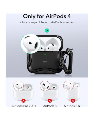 Funda ESR para AirPods 4ta Generación 2024, Protección MagSafe, Negro