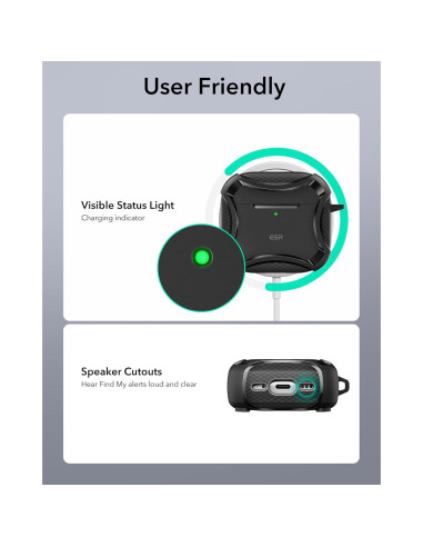 Funda ESR para AirPods 4ta Generación 2024, Protección MagSafe, Negro