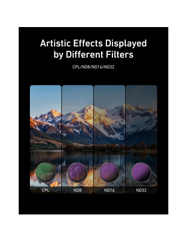 Juego de Filtros TELESIN CPL ND8 ND16 ND32 para DJI Action 3 4 5