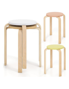Conjunto de 4 Taburetes Apilables de Madera COSTWAY 45.72 cm