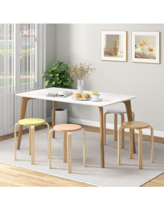 Conjunto de 4 Taburetes Apilables de Madera COSTWAY 45.72 cm 2