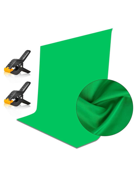 Pantalla de Fondo Verde EMART 1.52x2.13m Chroma Key con Abrazaderas Pantalla de Fondo Verde EMART 1.52x2.13m Chroma Key con Abrazaderas