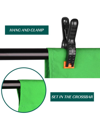 Pantalla de Fondo Verde EMART 1.52x2.13m Chroma Key con Abrazaderas