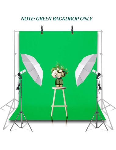 Pantalla de Fondo Verde EMART 1.52x2.13m Chroma Key con Abrazaderas