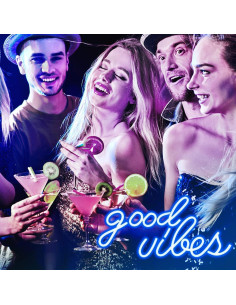 Letrero Neón Buenas Vibras DECANIT 40.9x21.1cm USB Azul 2