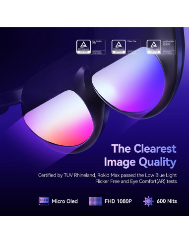 Gafas AR Rokid Max - Pantalla Micro-OLED 160" (406.4 cm) HDCP