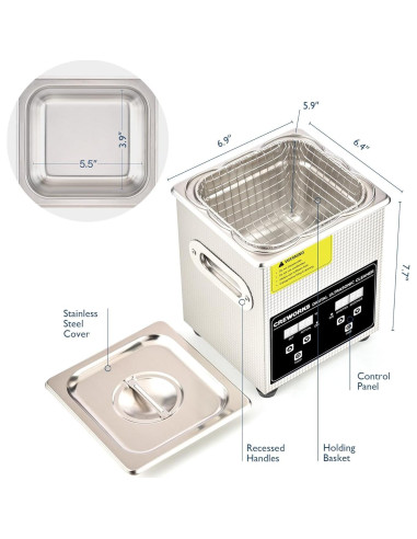 Máquina de Limpieza Ultrasónica CREWORKS 1.8L 60W Acero Inoxidable
