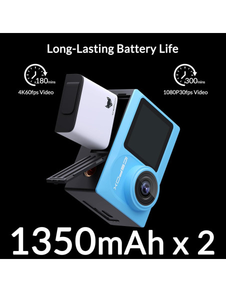 Cámara de acción Icefox 4K 60FPS 20MP Submarina EIS Azul Cámara de acción Icefox 4K 60FPS 20MP Submarina EIS Azul