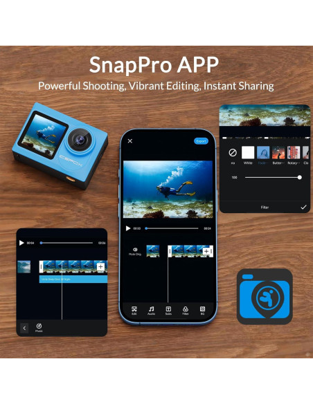 Cámara de acción Icefox 4K 60FPS 20MP Submarina EIS Azul Cámara de acción Icefox 4K 60FPS 20MP Submarina EIS Azul