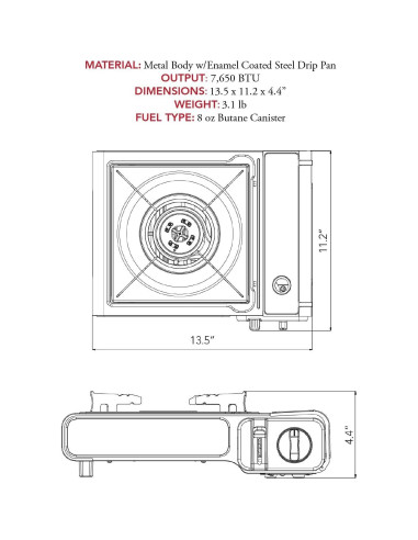 Estufa Portátil de Butano Gas One GS-1000G 7650 BTU