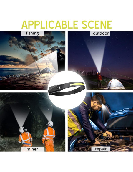 Linterna Frontal LED Ginlpd Recargable 1200 Lúmenes 5 Modos