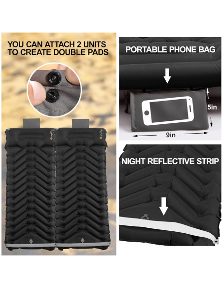 Colchoneta de dormir autoinflable Camporing Parent 10 cm negra