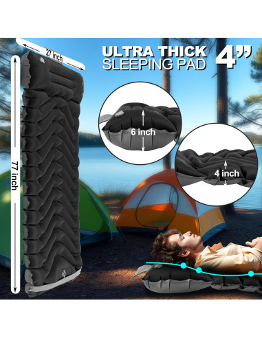 Colchoneta de dormir autoinflable Camporing Parent 10 cm negra