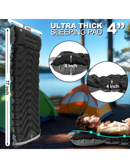 Colchoneta de dormir autoinflable Camporing Parent 10 cm negra