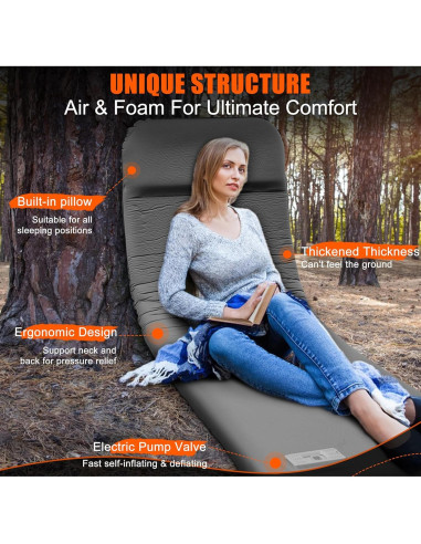 Colchoneta Autoinflable TPYOCQU 193x67 cm con Bomba Eléctrica