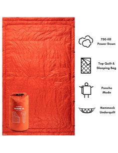 Edredón de Plumas KAMMOK Firebelly 30F Impermeable 223.5x139.7cm 2