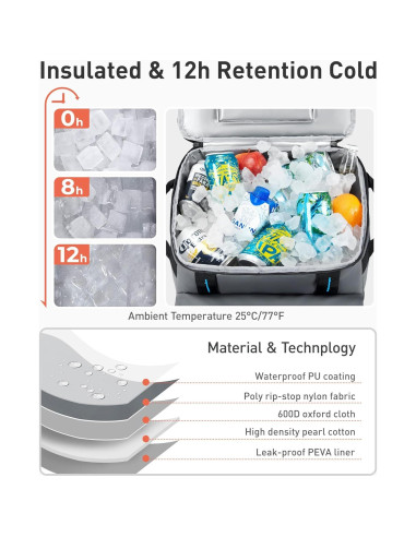 Cooler Rodante TOURIT 30L con Ruedas y Mango Retráctil