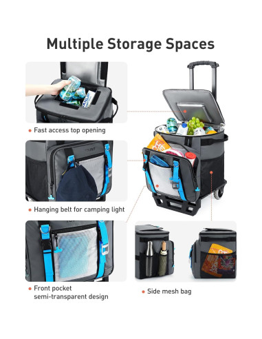 Cooler Rodante TOURIT 30L con Ruedas y Mango Retráctil