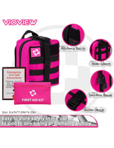 Kit de Supervivencia Vioview Rosa con Primeros Auxilios y Bolsa Molle 2