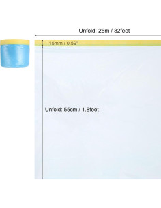 Película de Enmascarar Pre-Cinta uxcell 0.55m x 25m Azul 3Pcs 2
