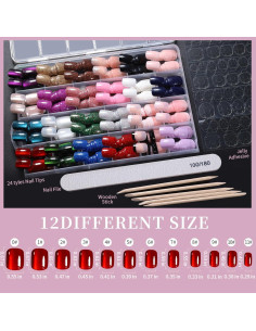 Kit de Uñas Postizas Cortas FANDAMEI 576pcs 24 Colores 2