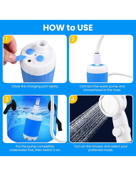 Ducha Portátil Eléctrica Ann Katy para Camping y Viajes