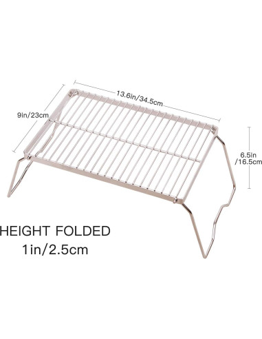 Parrilla de Campamento Plegable REDCAMP 34.5x22.9 cm Acero Inoxidable