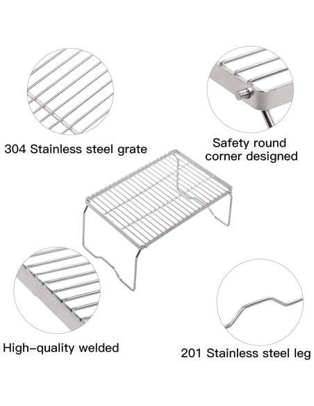 Parrilla de Campamento Plegable REDCAMP 34.5x22.9 cm Acero Inoxidable