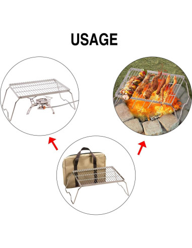 Parrilla de Campamento Plegable REDCAMP 34.5x22.9 cm Acero Inoxidable