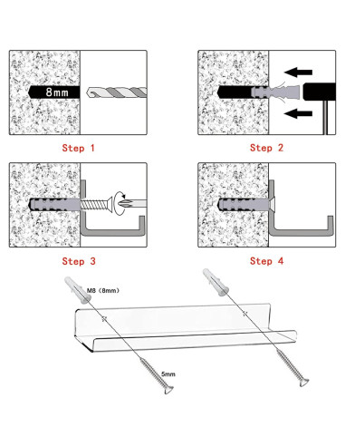 Estante Flotante de Acrílico Cerpourt 2 Piezas 38.1x9.8cm