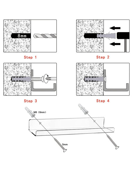 Estante Flotante de Acrílico Cerpourt 2 Piezas 38.1x9.8cm Estante Flotante de Acrílico Cerpourt 2 Piezas 38.1x9.8cm