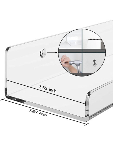 Estante Flotante de Acrílico Cerpourt 2 Piezas 38.1x9.8cm