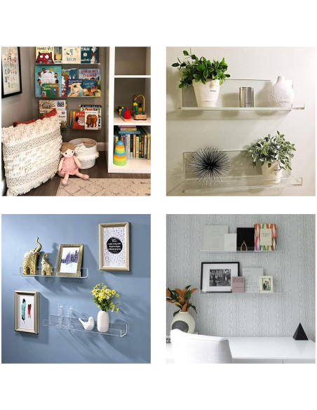 Estante Flotante de Acrílico Cerpourt 2 Piezas 38.1x9.8cm Estante Flotante de Acrílico Cerpourt 2 Piezas 38.1x9.8cm