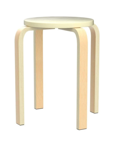 Taburetes de Madera Apilables LDAILY Beige, 4 Piezas 47 cm