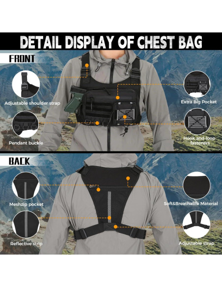 Bolsa de Pecho Koculemi para Deportes al Aire Libre - Negro