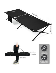 Cama Plegable Sportneer 198.7x73cm para Camping - Soporta 149.7kg 2