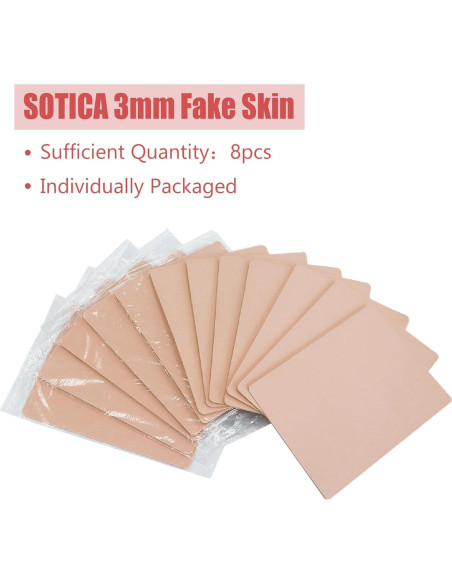 Piel de Tatuaje Sintética SOTICA 8pcs 3mm 15.24x20.32cm Piel de Tatuaje Sintética SOTICA 8pcs 3mm 15.24x20.32cm