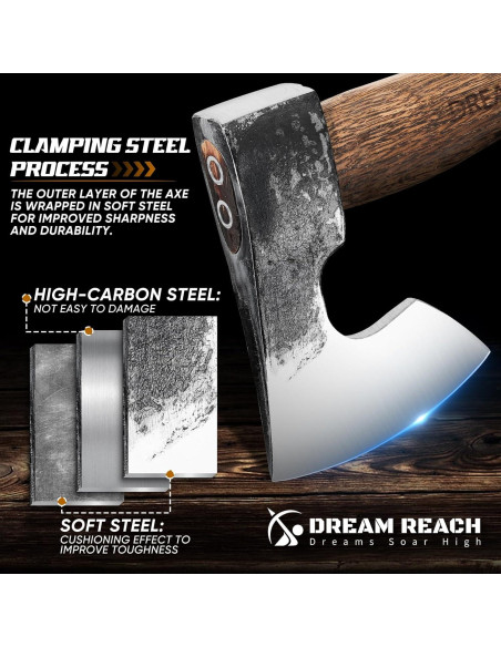 Hacha de Camping Dream Reach 36.83 cm con Funda de Cuero
