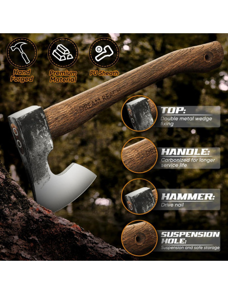 Hacha de Camping Dream Reach 36.83 cm con Funda de Cuero