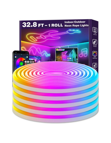 Luces de Cuerda LED Neón 10m LETIANPAI RGB Impermeables