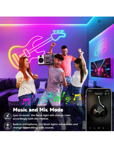 Luces de Cuerda LED Neón 10m LETIANPAI RGB Impermeables
