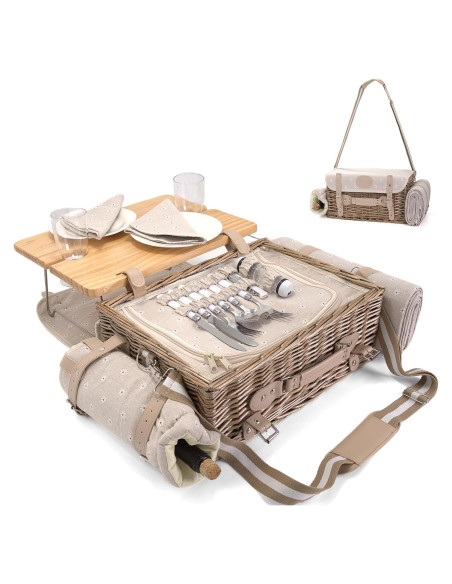 Juego de picnic SatisInside para 2 con manta y mesa 20 piezas