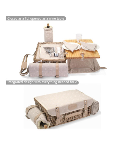 Juego de picnic SatisInside para 2 con manta y mesa 20 piezas
