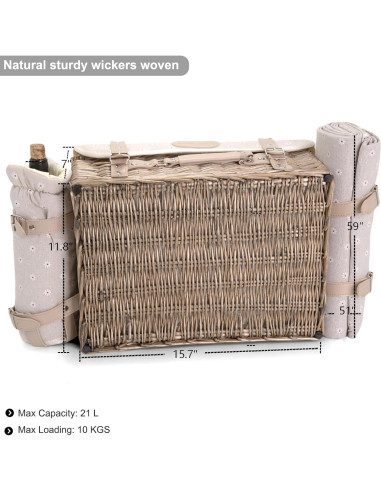 Juego de picnic SatisInside para 2 con manta y mesa 20 piezas