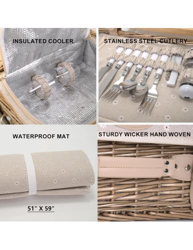 Juego de picnic SatisInside para 2 con manta y mesa 20 piezas