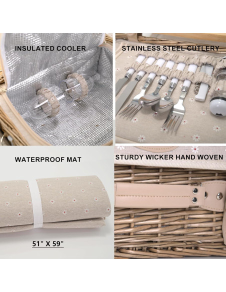 Juego de picnic SatisInside para 2 con manta y mesa 20 piezas