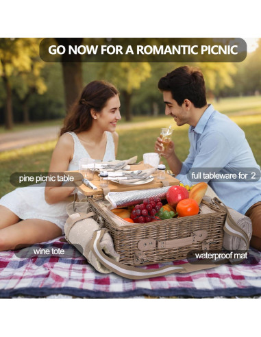 Juego de picnic SatisInside para 2 con manta y mesa 20 piezas