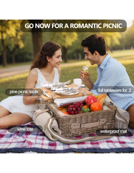 Juego de picnic SatisInside para 2 con manta y mesa 20 piezas