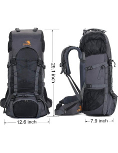 Mochila de Senderismo Bseash 60L Impermeable con Funda 2